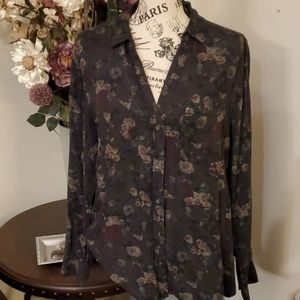 Rock & Republic gray floral shirt